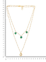 Thumbnail for Ruby Raang Gold Kundan and Green Stone Layered Necklace