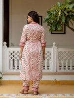 Thumbnail for Kalini Floral Yoke Design Empire V-Neck Mirror Work Cotton Kurta With Patiala & Dupatta - Distacart