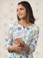 Thumbnail for Ode by House of Pataudi Ethnic Motifs Printed Gotta Patti Pure Cotton Kurta with Trousers - Distacart