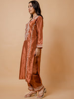 Thumbnail for HOUSE OF KARI Floral Embroidered Silk Chikankari Kurta - Distacart