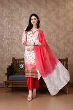 Thumbnail for Hand Embroidered & Floral Printed Kurta With Pant & Dupatta Luxury, Multicolor - Hiral Fashion - Distacart