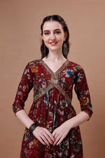 Thumbnail for Alia Cut Floral Printed Embroidered Kurta With Pant & Dupatta, Multicolor - Hiral Fashion - Dista