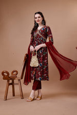 Thumbnail for Alia Cut Floral Printed Embroidered Kurta With Pant & Dupatta, Multicolor - Hiral Fashion - Dista