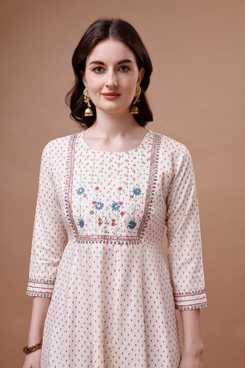 Embroidered Printed Pink Rayon Ethnic Dress, Multicolor - Hiral Fashion - Distacart