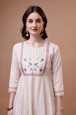 Thumbnail for Embroidered Printed Pink Rayon Ethnic Dress, Multicolor - Hiral Fashion - Distacart