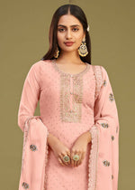 Thumbnail for Blush Peach Swarovski Work & Embroidered Eid Wear Salwar Suit - Emponline - Distacart