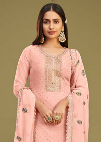 Thumbnail for Blush Peach Swarovski Work & Embroidered Eid Wear Salwar Suit - Emponline - Distacart