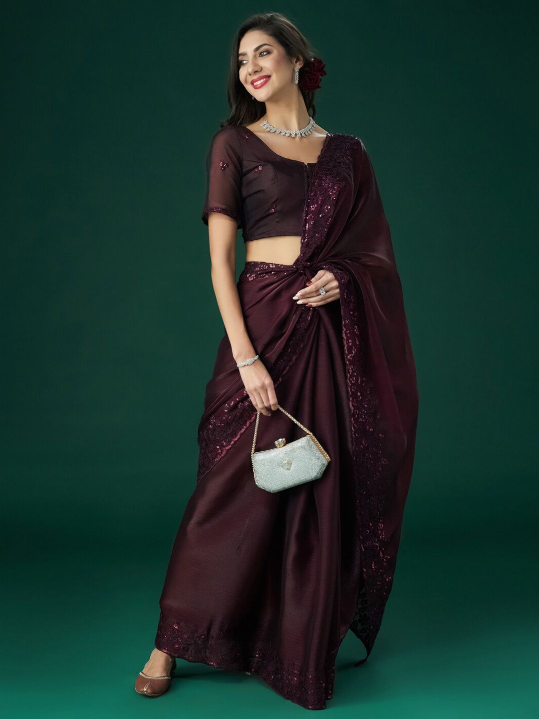 kasee Floral Embroidered Saree - Distacart