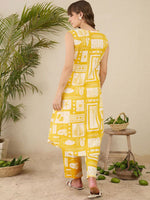 Thumbnail for Indo Era Women Ethnic Motifs Printed Pleated Pure Cotton Kurta with Trousers