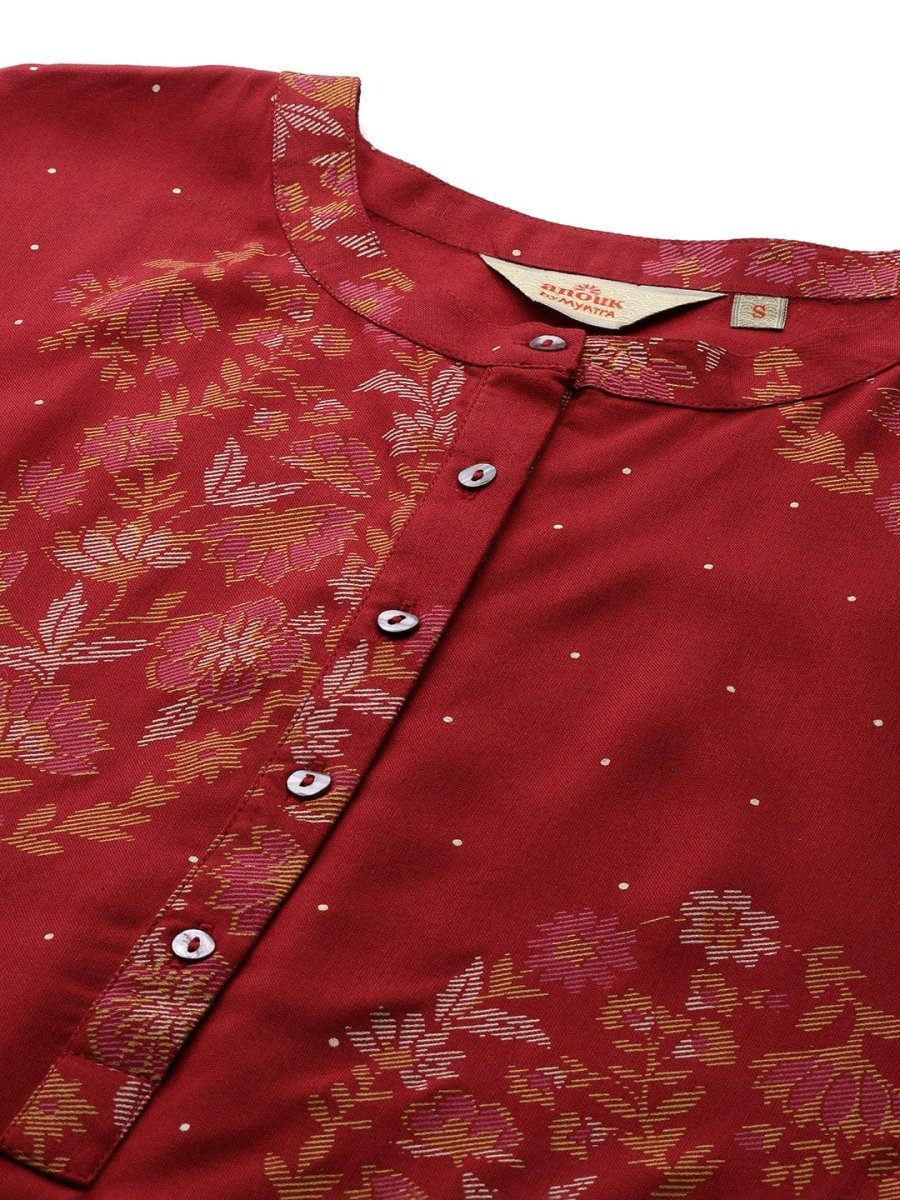 Anouk Women Paisley Printed Pleated High-Low Kurta with Trousers - Distacart