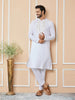 Fabmade White Sequins Embroidered Rayon Straight Kurta Pyjama With Yoke Design - Distacart