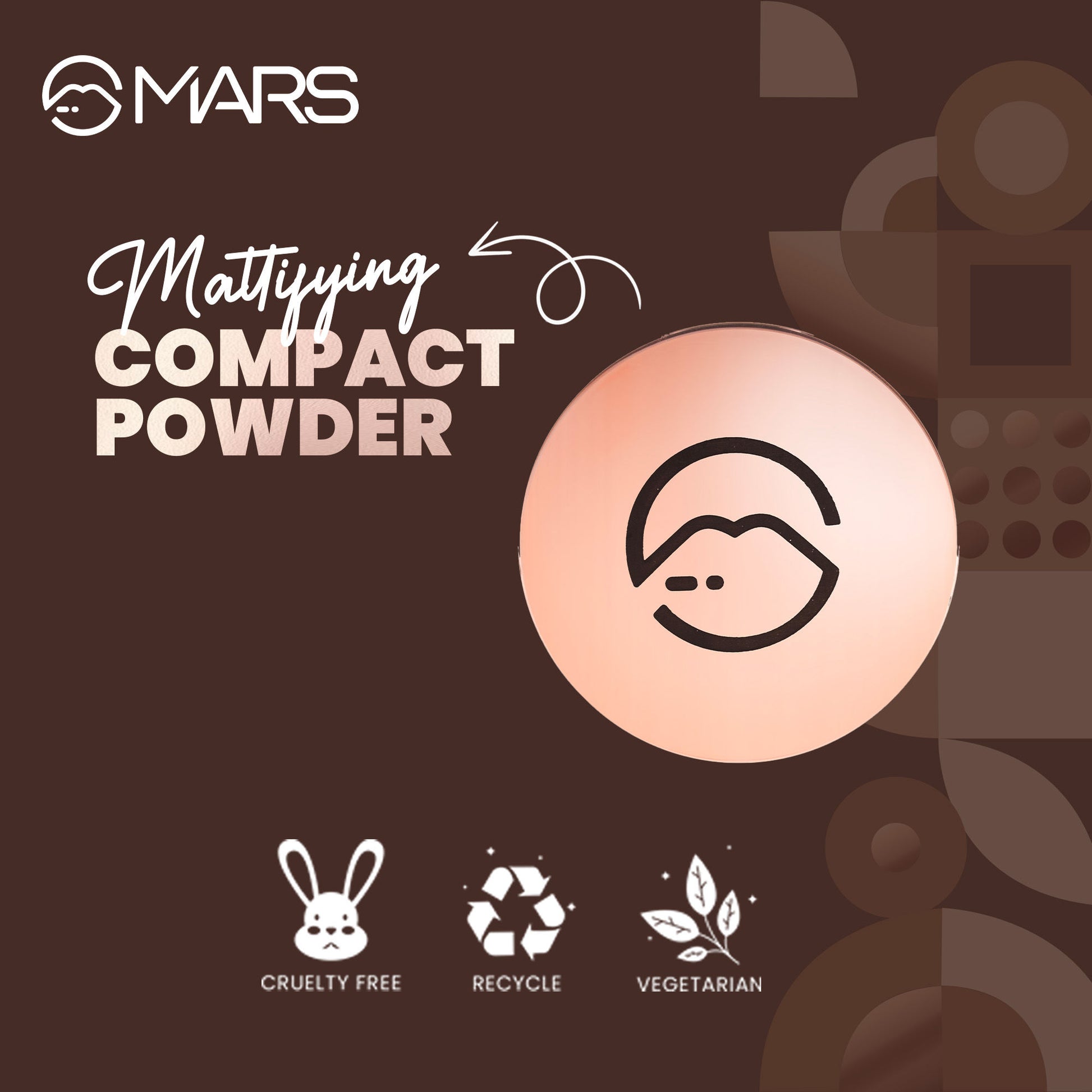 MARS Cosmetics Matte On Compact Powder with Applicator Puff - 02 Beige - Distacart