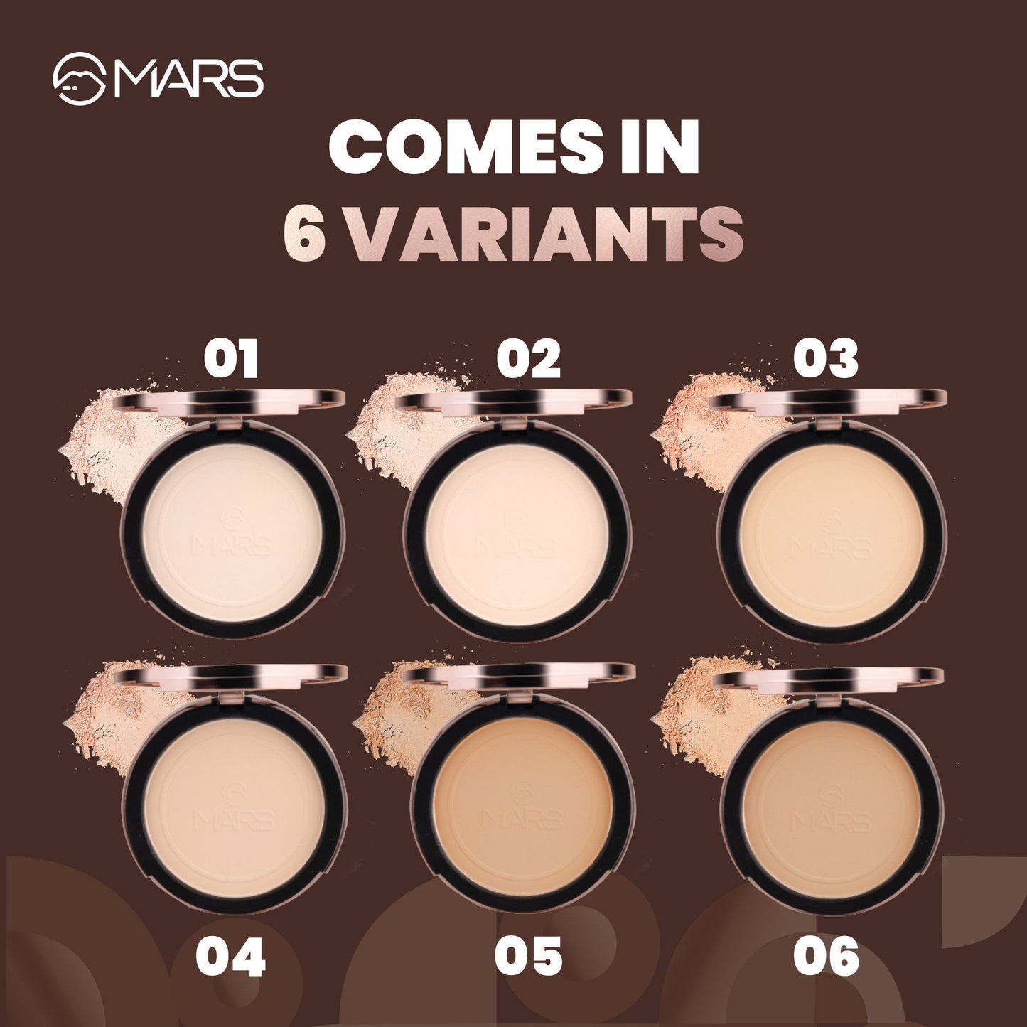 MARS Cosmetics Matte On Compact Powder with Applicator Puff - 02 Beige - Distacart