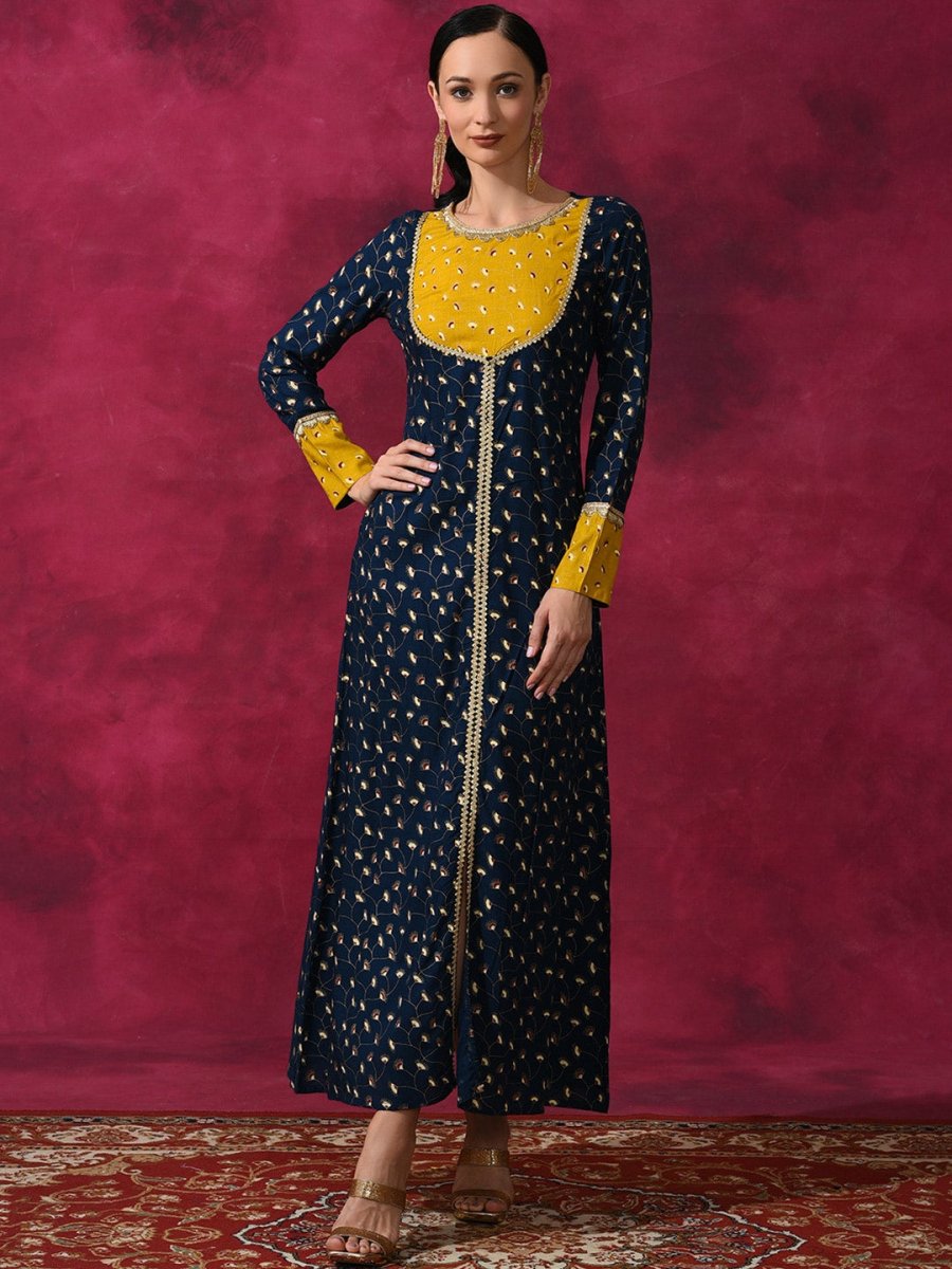 Aks Ethnic Motifs Printed Zari Anarkali Kurta - Distacart