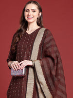 Thumbnail for Anouk Ethnic Motifs Embroidered Regular Thread Work Kurta with Palazzos & Dupatta - Distacart