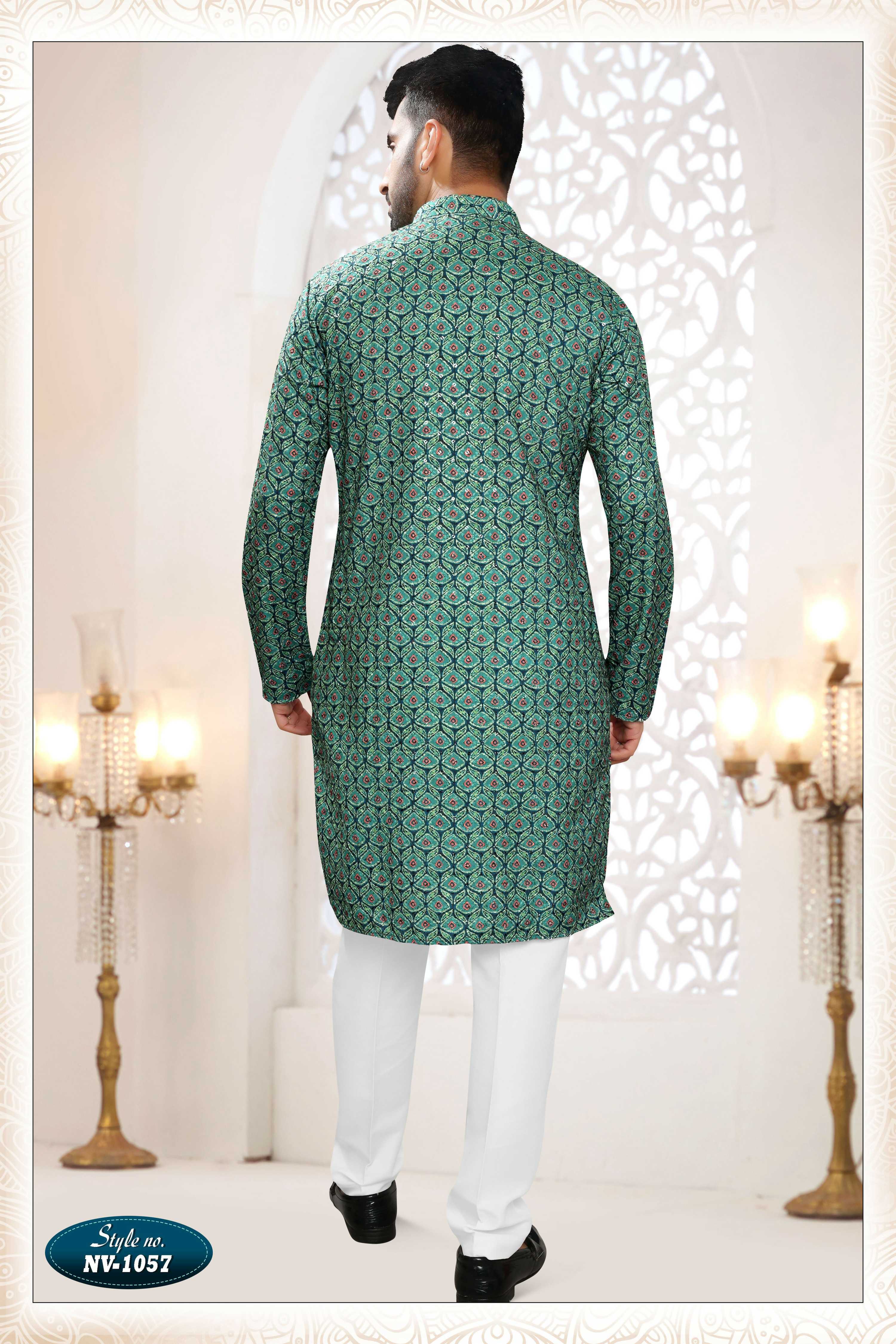 Joban Fashion Men's Green Straight Rayon Thread And Sequence Embroidery All Over Kurta Set - Distacart