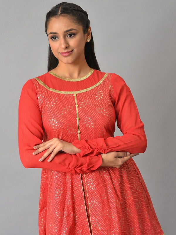 AURELIA Ethnic Motifs Printed Fit & Flare Midi Dress