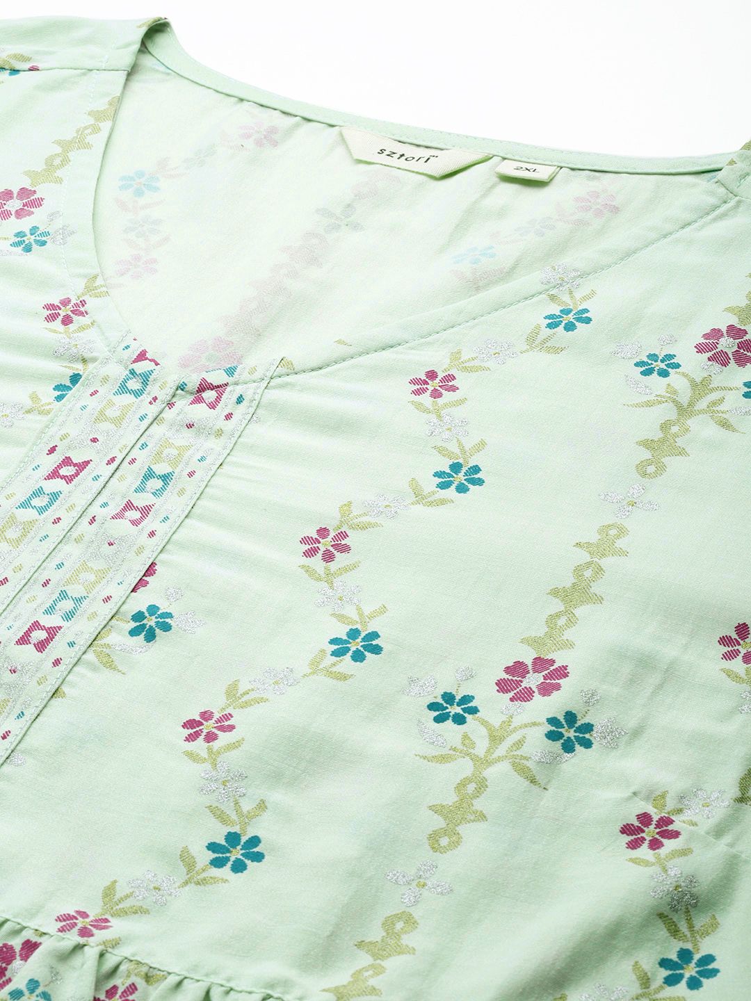 Sztori Plus Size Ethnic Motifs Printed Kurti & Palazzos - Distacart