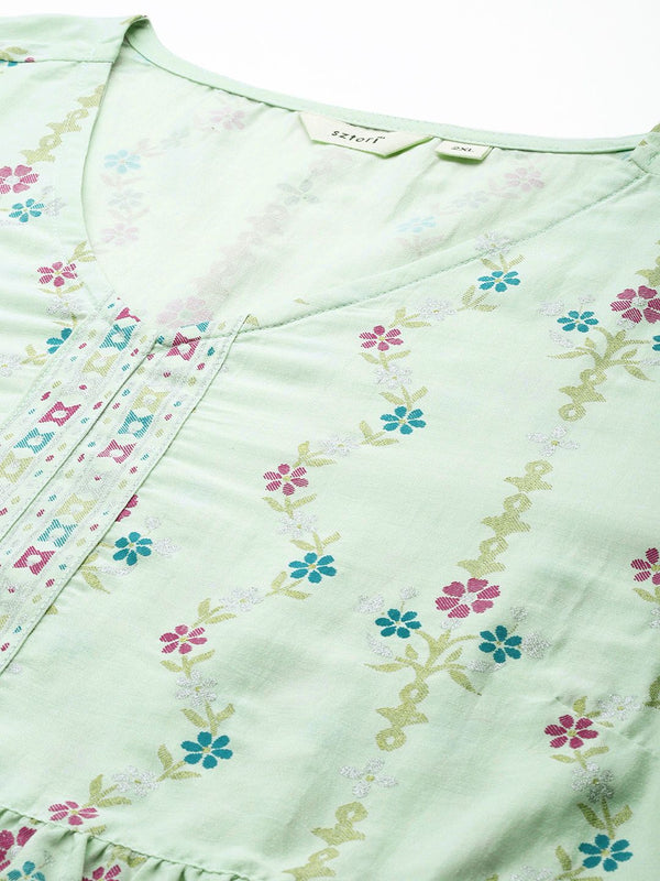 Sztori Plus Size Ethnic Motifs Printed Kurti & Palazzos