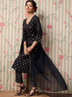 Thumbnail for Ode by House of Pataudi Floral Printed Regular Kurta with Trousers & With Dupatta - Distacart
