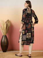Thumbnail for Anouk Ethnic Motifs Printed Beads And Stones Mandarin Collar A-Line Kurta