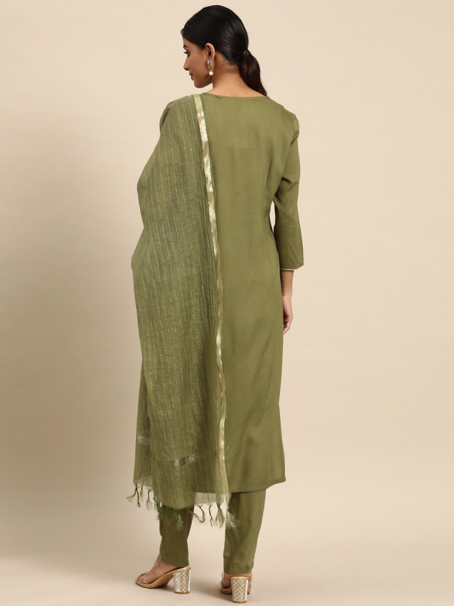 All About You Ethnic Motifs Yoke Design Regular Kurta with Trousers & With Dupatta - Distacart