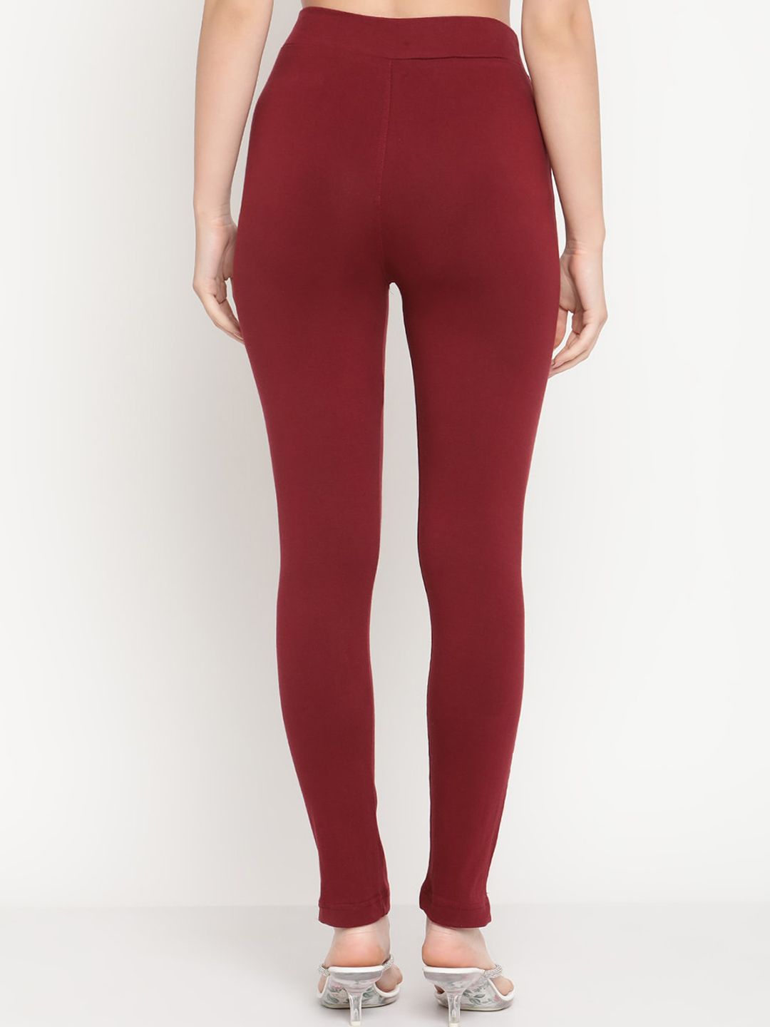 TAG 7 Set Of 2 Maroon & Navy Blue Solid Leggings - Distacart