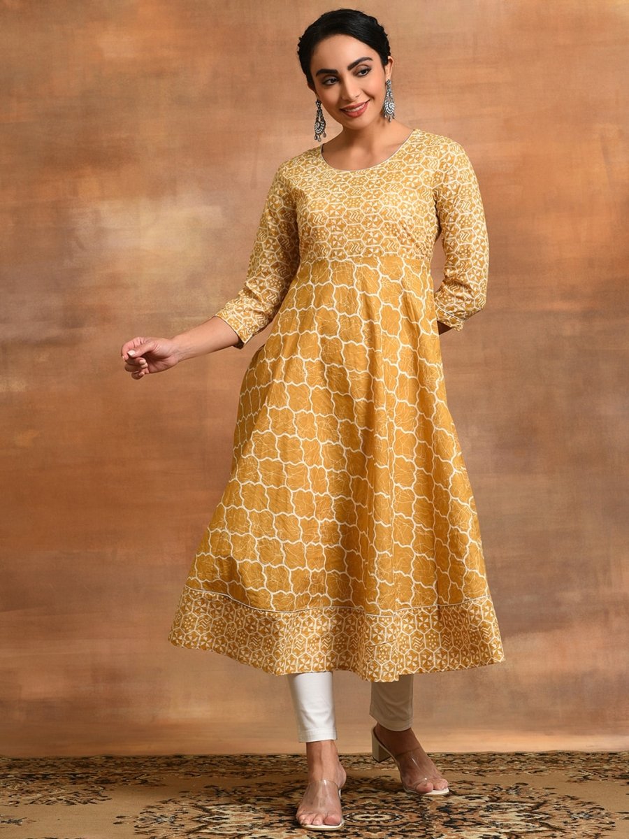 Aks Geometric Printed Cotton Anarkali Kurta - Distacart