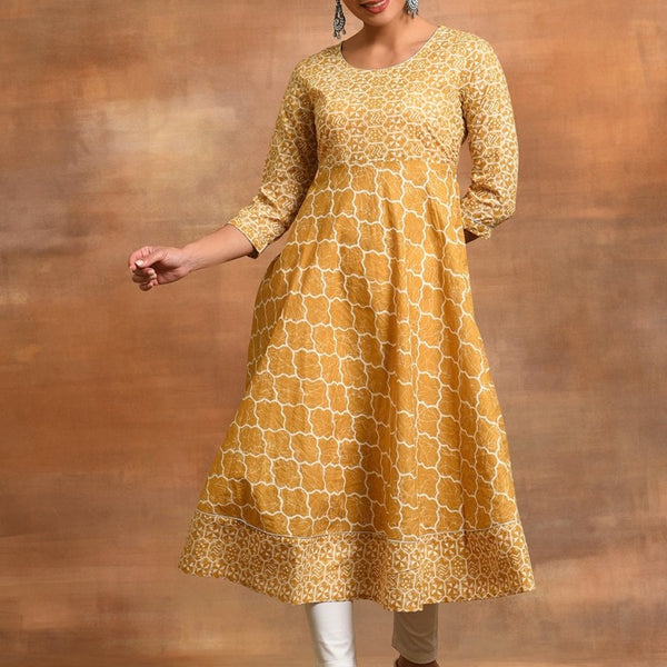 Aks Geometric Printed Cotton Anarkali Kurta - Distacart