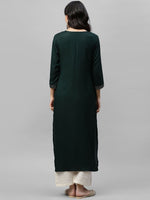 Thumbnail for Indo Era Women Green Embroidered Straight Kurta