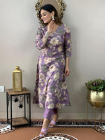 Thumbnail for Kalini Floral Printed V-Neck Kurta with Trousers - Distacart