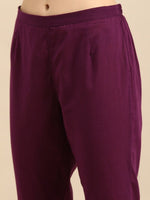 Thumbnail for Anouk Women Purple Solid Regular Pure Cotton Kurta with Trousers - Distacart