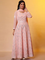 Thumbnail for AURELIA Aurelia Embellished Mirror Work Georgette Maxi Ethnic Dress With Dupatta