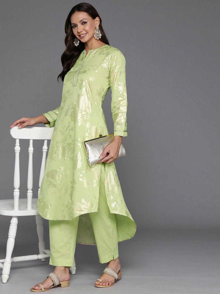 Ahalyaa Women's Traditional wear Kurta Set - Green - Distacart