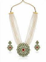 Thumbnail for NVR Women Gold Plated White Kundan Jewellery Set - Distacart