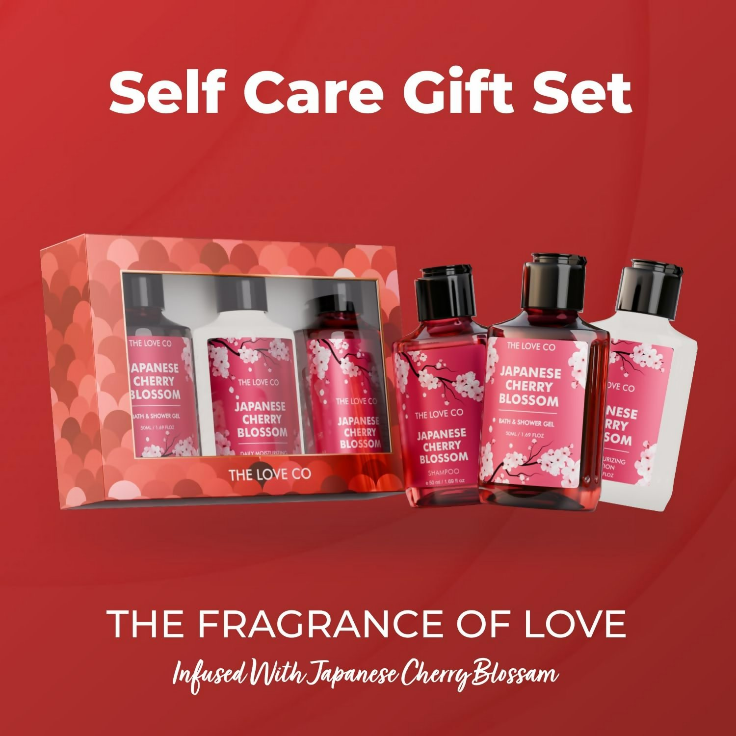 The Love Co. Japanese Cherry Blossom Bath And Body Care Gift Set Box Kit - Distacart