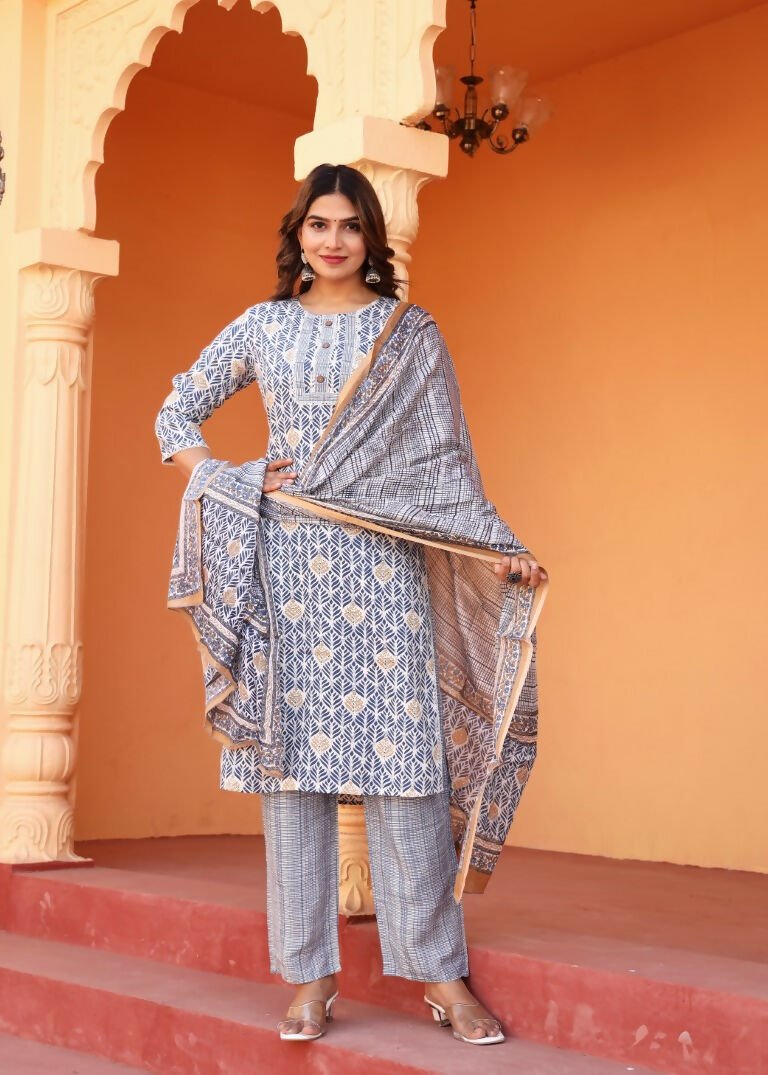 Alvano Alvano Women's 3Pcs Straight Kurti Set Printed Rayon - Distacart