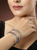NVR Women's Silver-Toned German Silver Peacock Design Oxidised Kada Bangle - Distacart