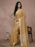 Thumbnail for Shree Shyam Fashion Golden Cotton Saree - Distacart