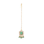 Thumbnail for Nuyug 22K Gold-Plated Kundan & Green Stone Embellished Maang Tikka Head Jewellery