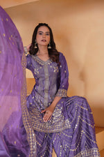 Thumbnail for Teeya Creation Lavender Color Chinon Silk Wedding Wear Trending Palazzo Set - Distacart