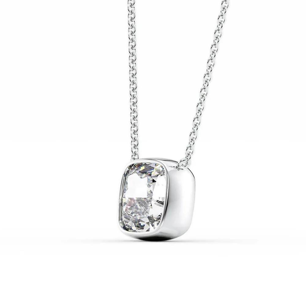 Cauer Elegant 14K White Gold Plated Moissanite Pendant Necklace