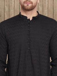 Thumbnail for Even Apparels Men's Rayon Embroided Black Kurta - Distacart