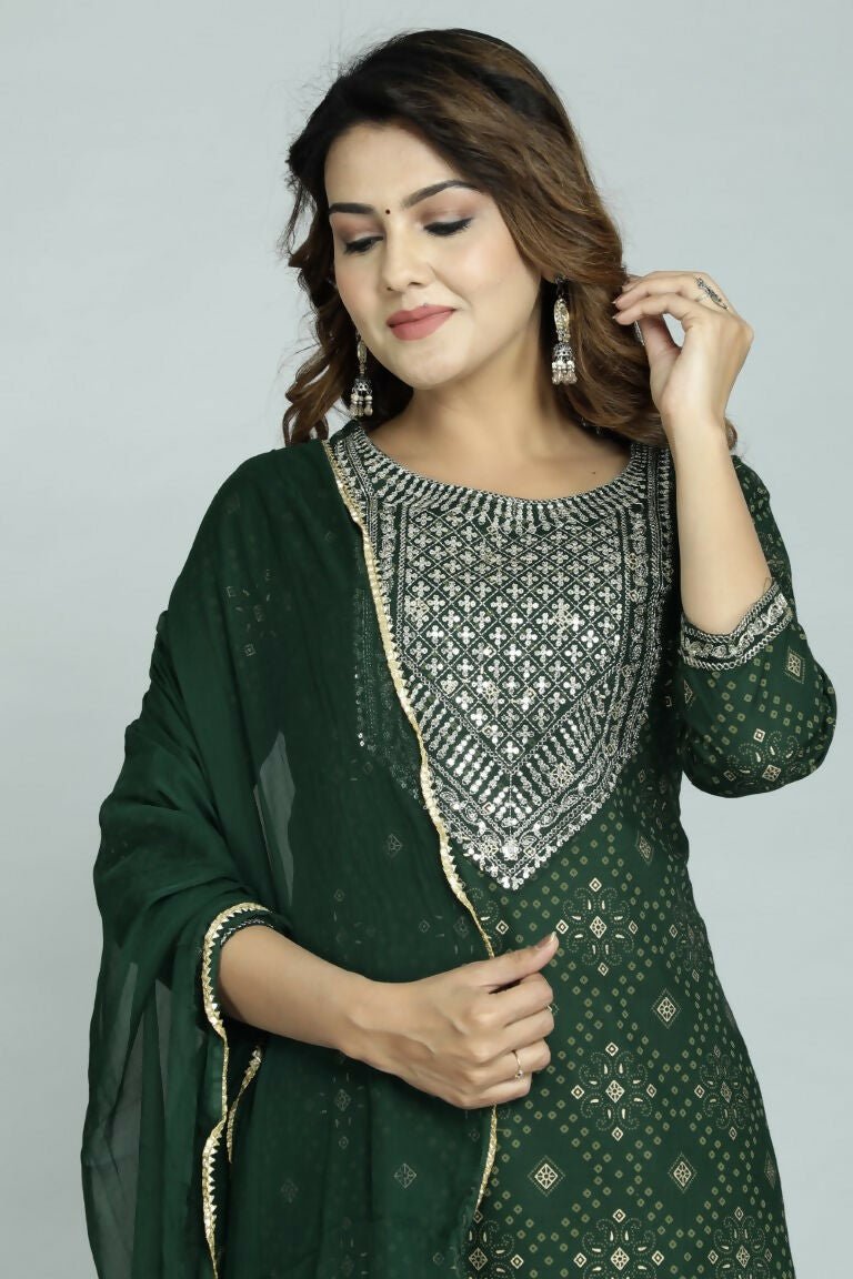 Alvano Women's Attractive And Stylish Rayon A Line Kurta With Pant And Dupatta - Distacart