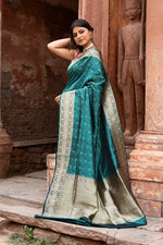 Thumbnail for Joban Fashion Green Banarasi Katan Pure Handloom Banarasi Silk Saree