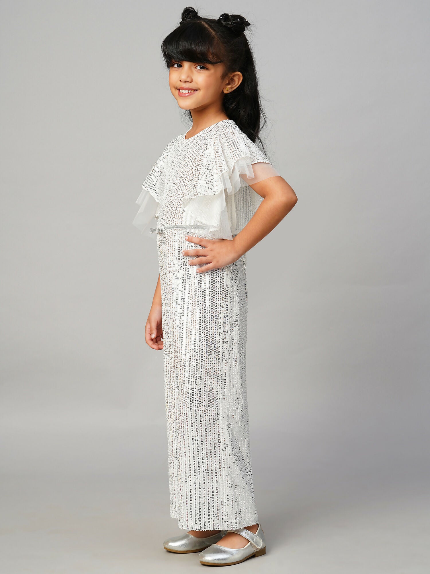Lil Drama Razzle Dazzle Girls Sequins White Party Jumpsuit - Distacart