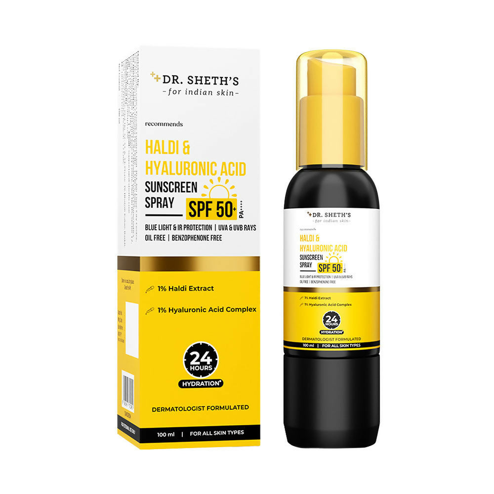 Dr. Sheth's Haldi & Hyaluronic Acid Sunscreen Spray SPF 50+ PA++++ - Distacart