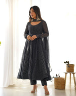 Thumbnail for Lehenga Mart Designer Anarkali Suit With Kurta, Pant, Dupatta For Women-Black - Distacart