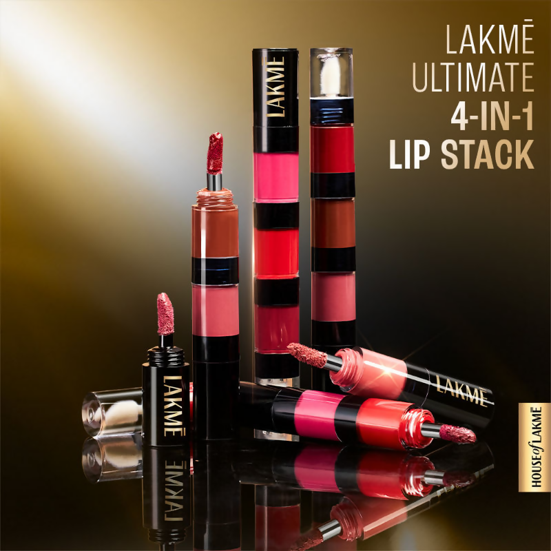 Lakme Ultimate Glam 4 In 1 Lip Stack - Evening Glam - Distacart