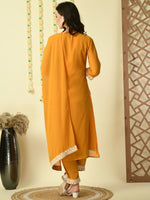 Thumbnail for Myshka Women's Mustard Georgette Kurta & Trousers With Dupatta Party Sets - Distacart